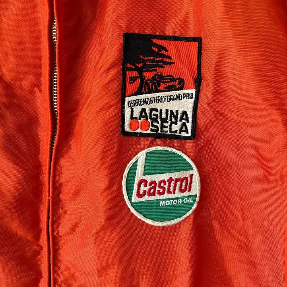 Vintage Bowlers uniform Jacket Orange Black Stripe Sz Large Canada American cup - Picture 3 of 11